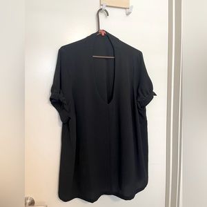 ModCloth | Crepe Bow-Sleeve Blouse in Professional Black